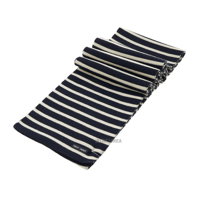 Saint James Unisex Wool Grande R Scarf Marine Ecru