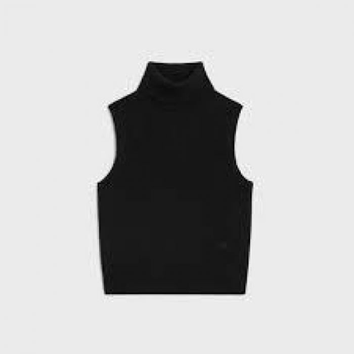 CELINE Triomphe Turtleneck Sweater Black Knit Top