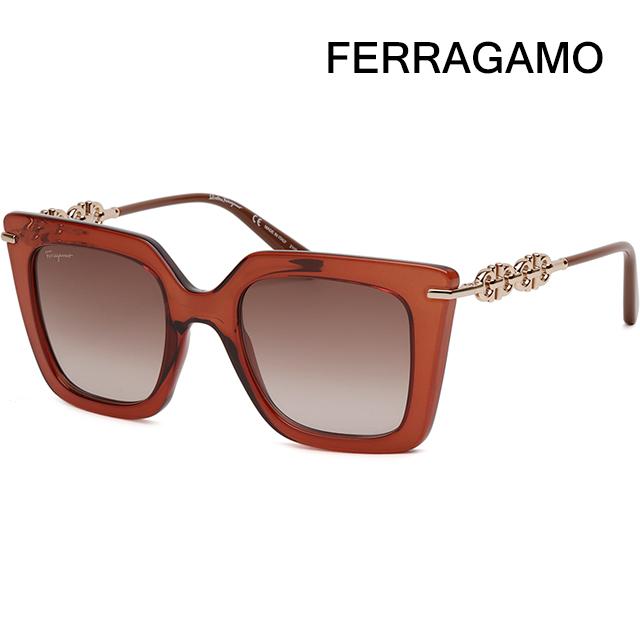 Ferragamo Black Acetate Oversized Sunglasses with Gold Accents SF1041S 232