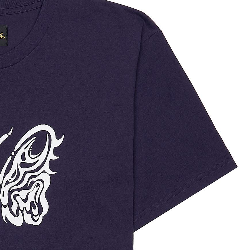NEEDLES Men’s Short Sleeve Crewneck T-Shirt QV433B EGGPLANT