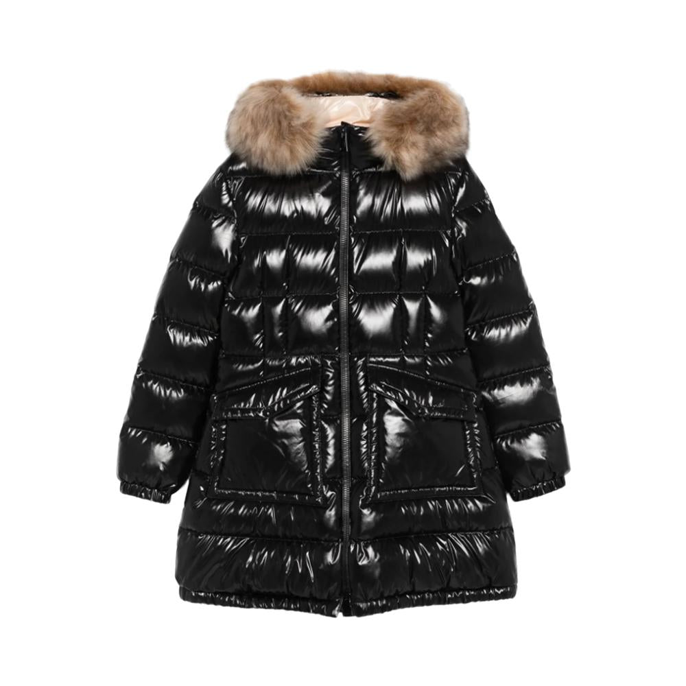 Moncler Women’s Aruna Shearling Hood Down Jacket Black 1C00016 597Z8 99M