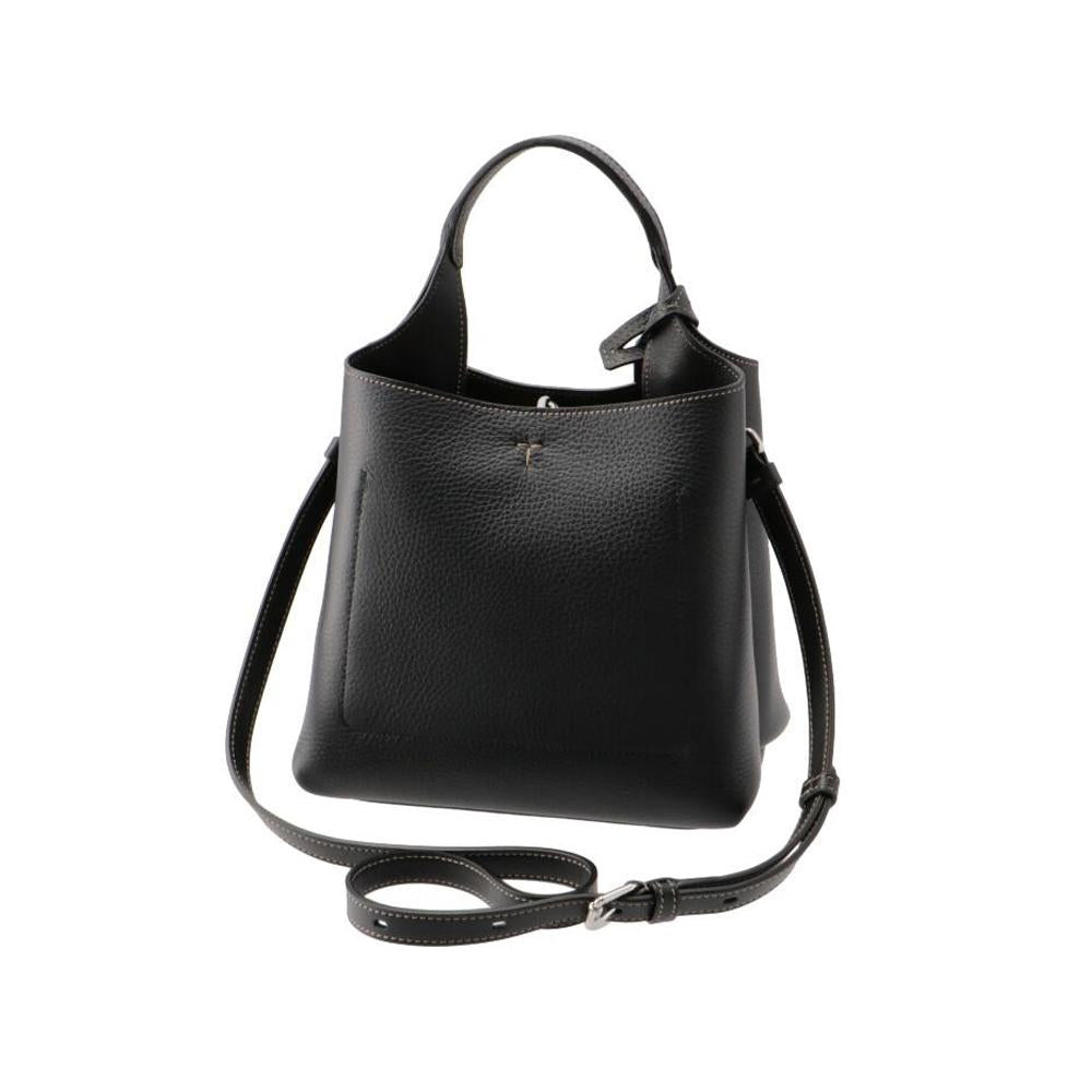 Tods Timeless Logo Leather Bucket Crossbody Bag Black