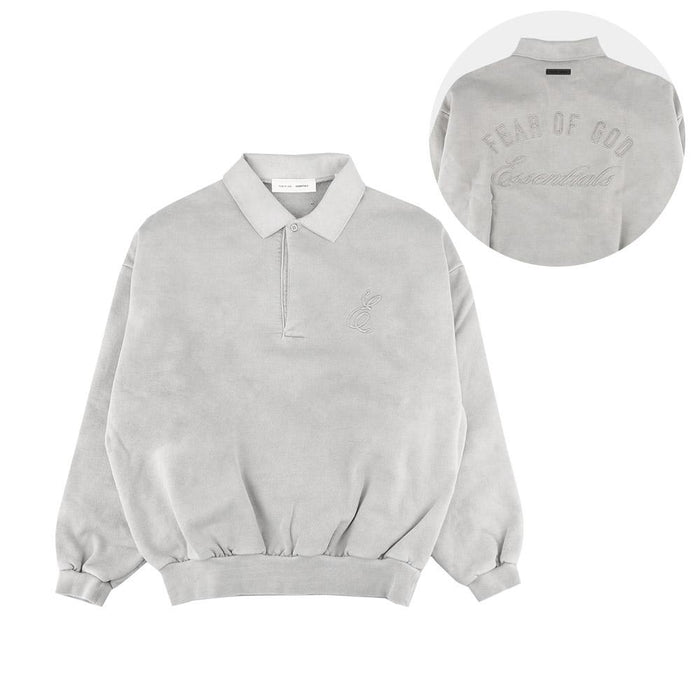 Fear of God Fleece Embroidered Classic Polo Sweatshirt Smoke Gray 192HO252041 F