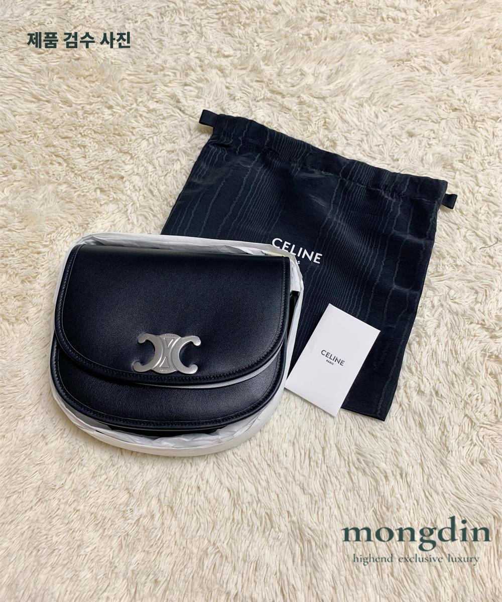 CELINE Medium Besace Triomphe Supple Natural Calfskin Black Crossbody Bag