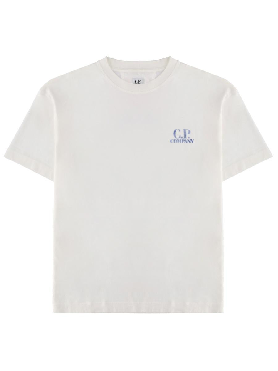 CP Company White Short Sleeve Cotton T-Shirt for Men