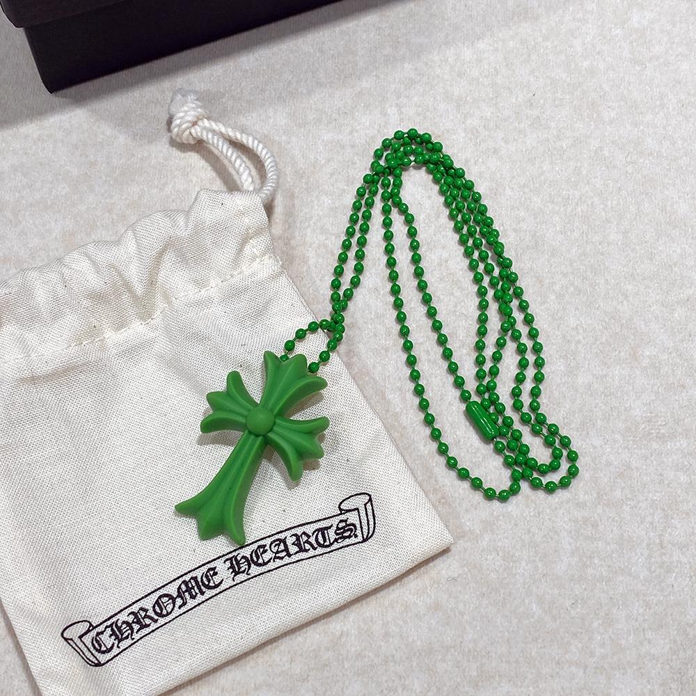Chrome Hearts Green CH Cross Pendant Necklace Unisex