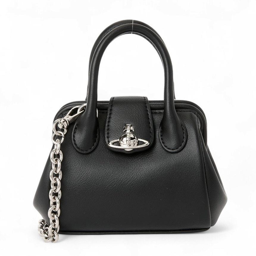Vivienne Westwood Pamela Mini Chain Tote Bag Black Leather Women