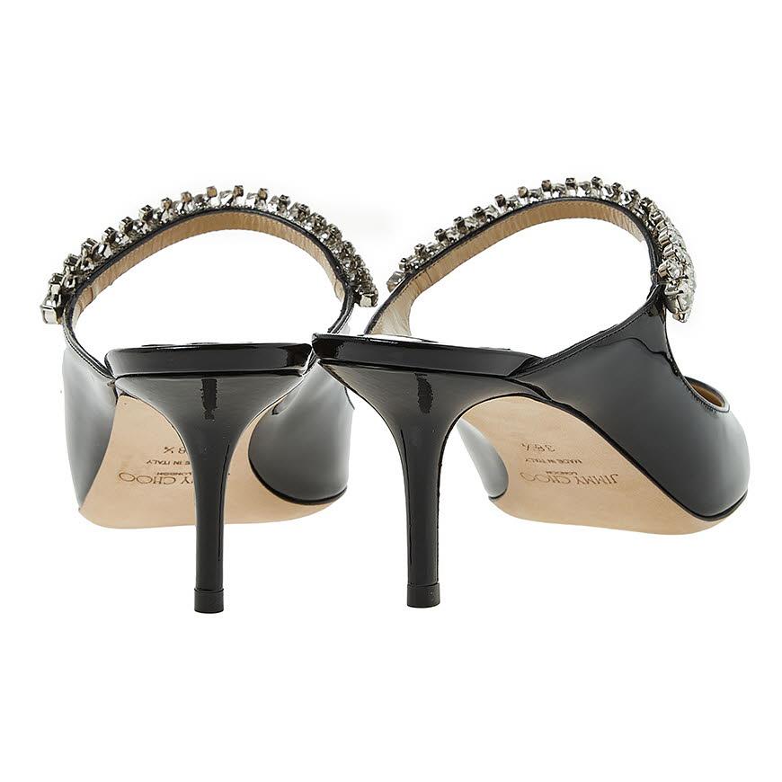 Jimmy Choo Crystal Strap Mule Slides for Women BING 65 PAT BLACK