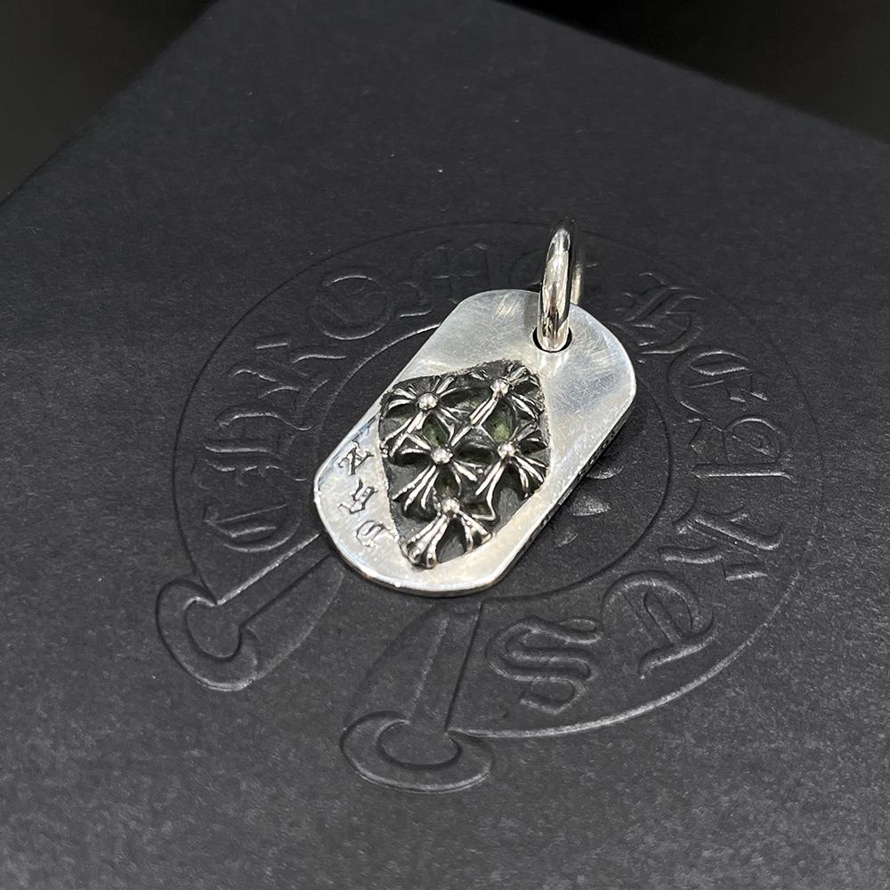 Chrome Hearts NYC Cemetery Dog Tag Pendant Silver Charm Necklace