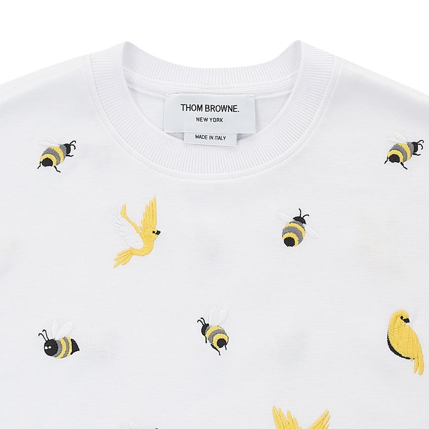THOM BROWNE Women’s Bird & Bee Intarsia T-Shirt White