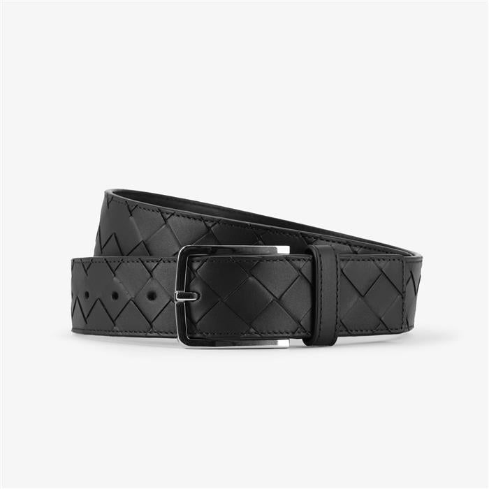 Bottega Veneta Intrecciato Leather Men's Belt Black