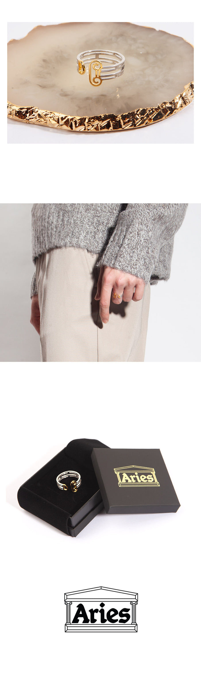Aries Column Ring Unisex Silver-Tone Jewelry