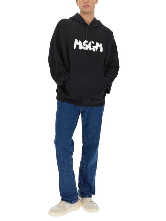 MSGM Black Logo Hooded Sweatshirt for Women 3540 MM 101 23779999