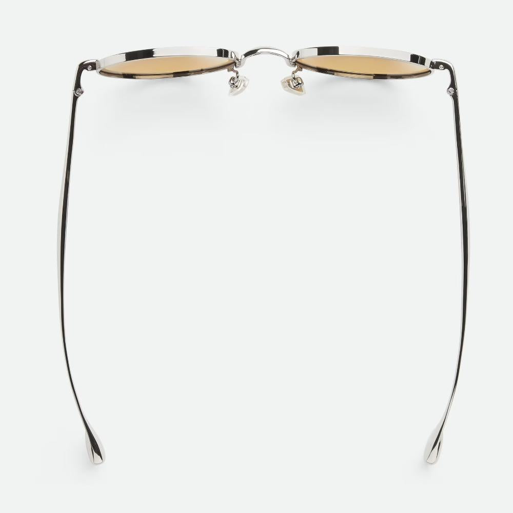 Bottega Veneta Silver Brown Pantos Sunglasses