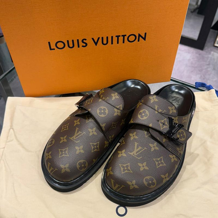 Louis Vuitton Brown Black Logo LV Easy Mule Sandals for Men