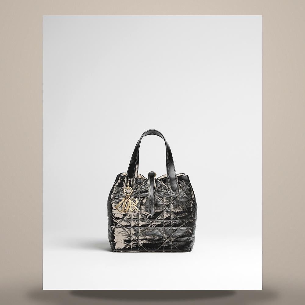 DIOR Two-Tone Black Trench Reversible Vertical Tote Bag Small Cal M2880ODYQ M03C