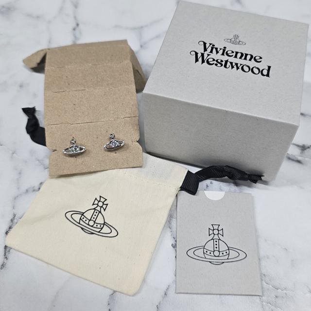 Vivienne Westwood Nano Solitaire Logo Earrings Silver Tone