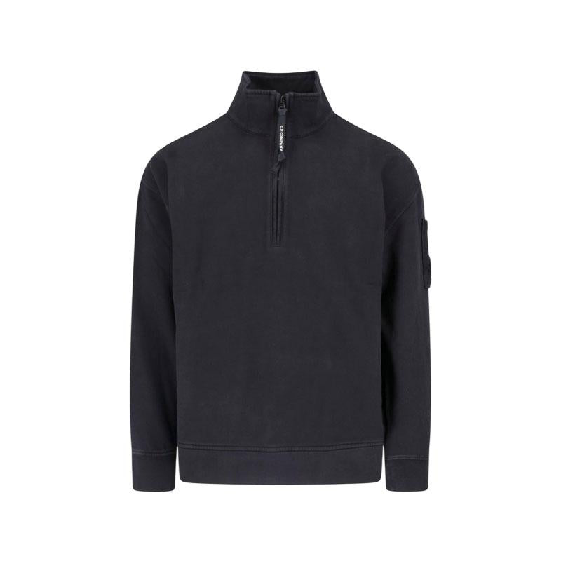 CP Company Diagonal Fleece Zip-Up Sweatshirt Black