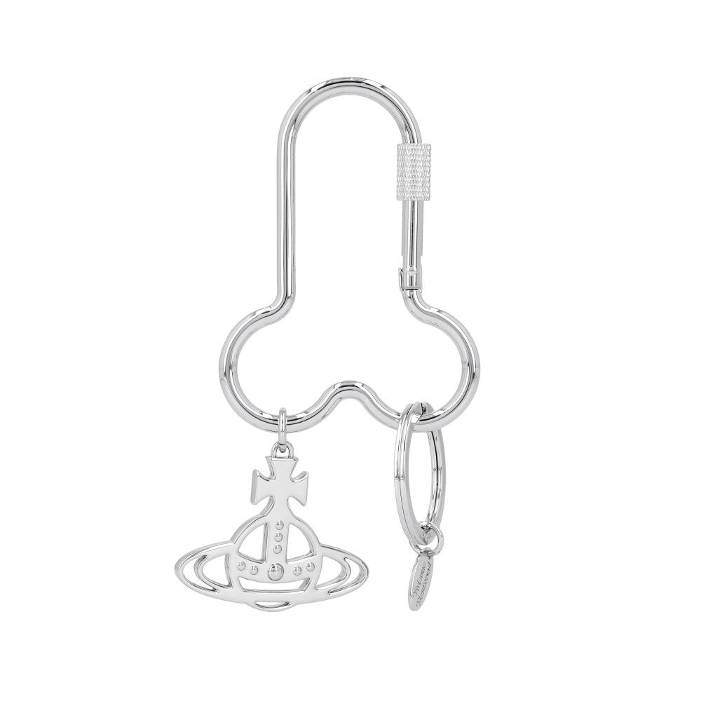 Vivienne Westwood ORB Carabiner Keyring Black Leather Key Chain
