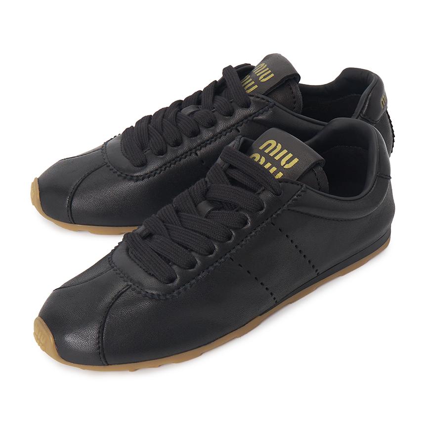 Miu Miu Plume Leather Low-Top Sneakers Unisex 5E114E 038 F0002