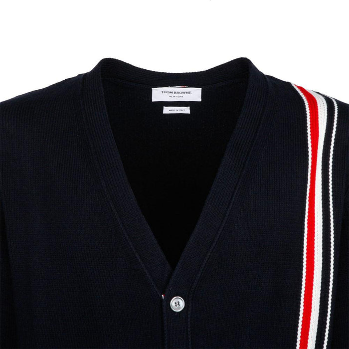 THOM BROWNE Men’s RWB Intarsia Cotton Cardigan Navy