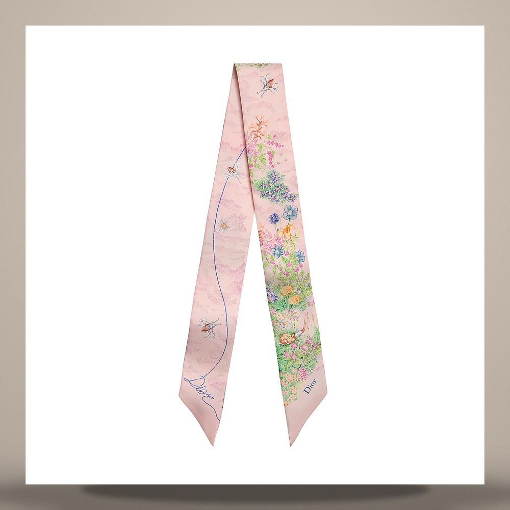 DIOR Charming Garden Mitzah Scarf Pink Multi Silk Twill Scarf 62TM106I6039C428