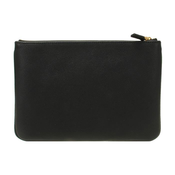 VALENTINO V Logo Signature Leather Clutch Bag Black