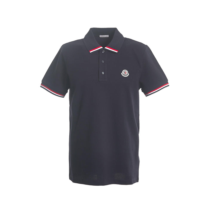 Moncler Logo Patch Men’s Short Sleeve Polo Shirt Navy
