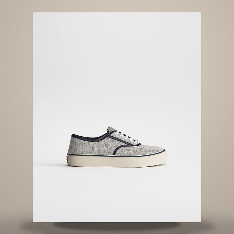 DIOR Gray Dior Oblique Denim Canvas Low-Top Sneakers