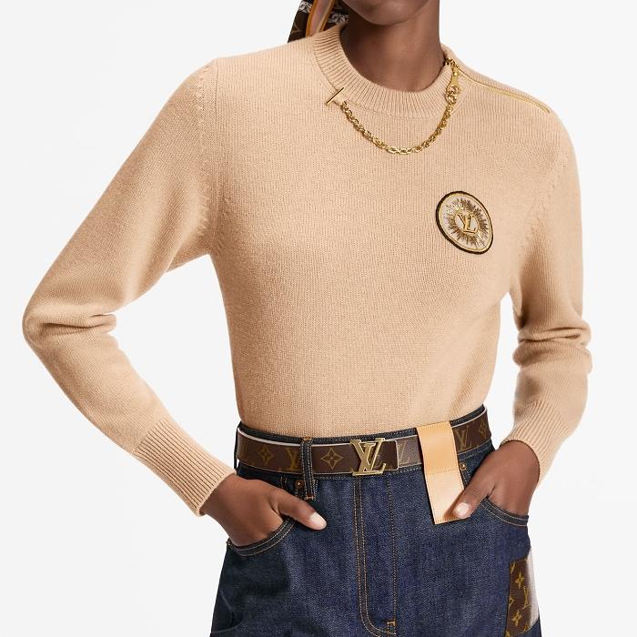 Louis Vuitton Chain Detail Patch Round Neck Sweater 1ABYR9