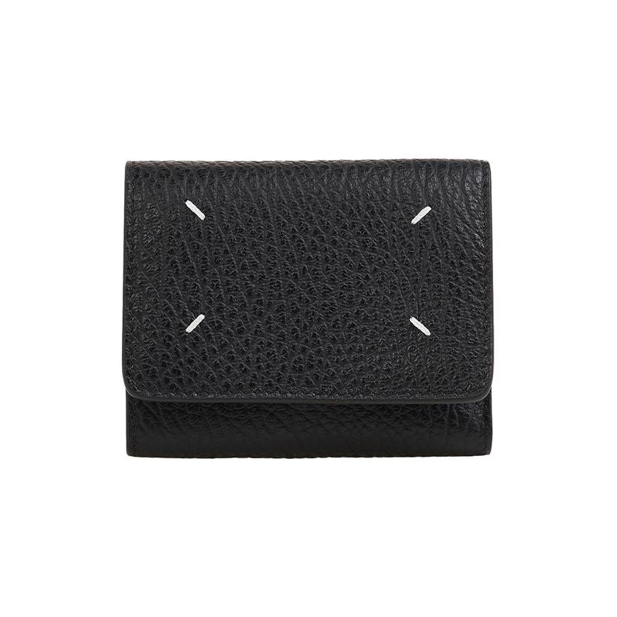 Maison Margiela Unisex Four-Stitch Leather Bifold Wallet Black