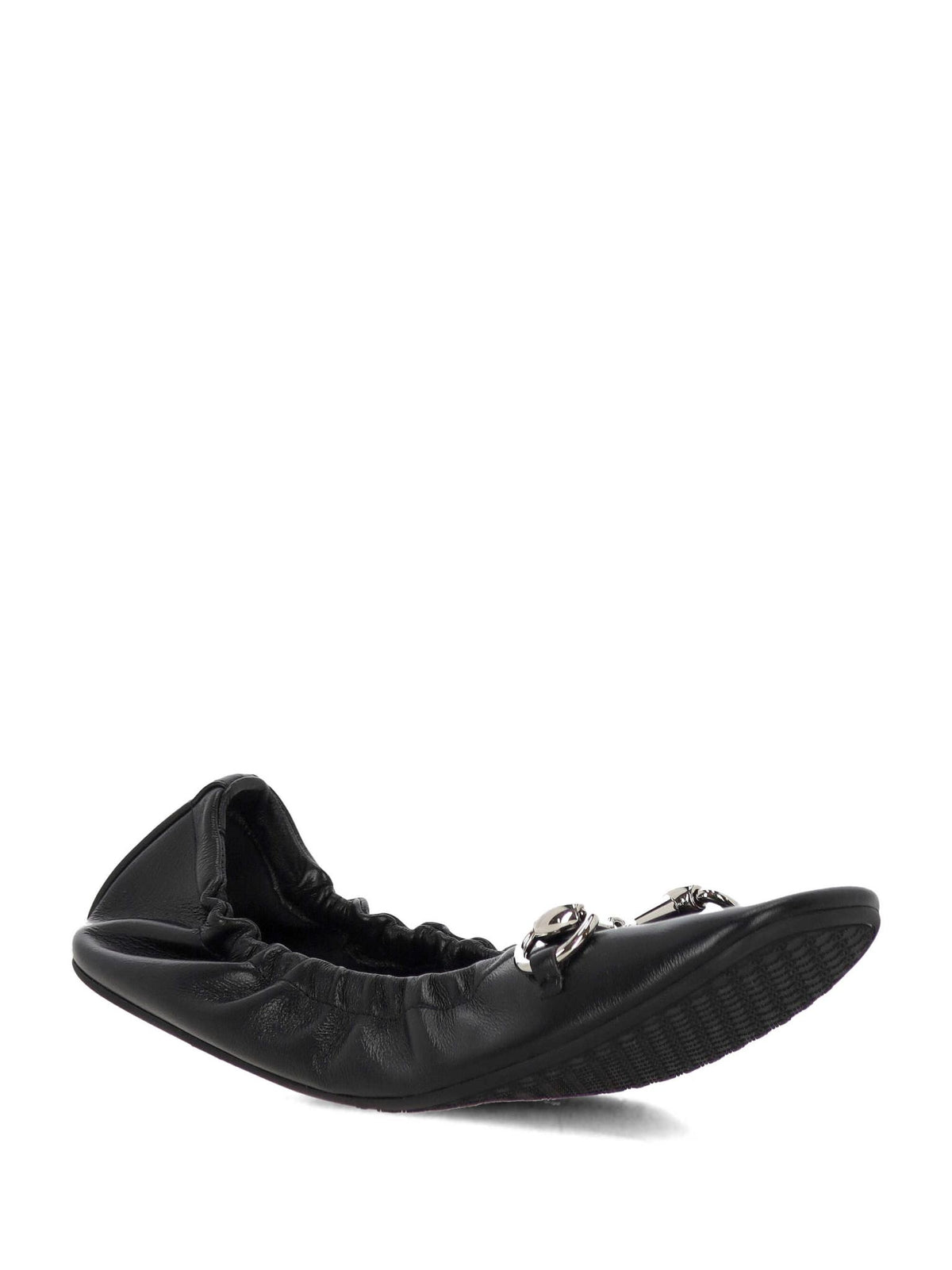 GUCCI Black Leather Flat Shoes