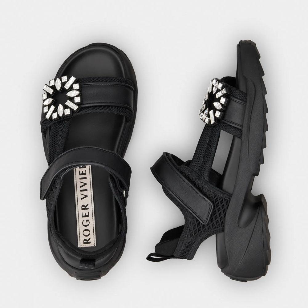 Roger Vivier Black Viv’ Run Sandals RVW 80044270 V4CB999
