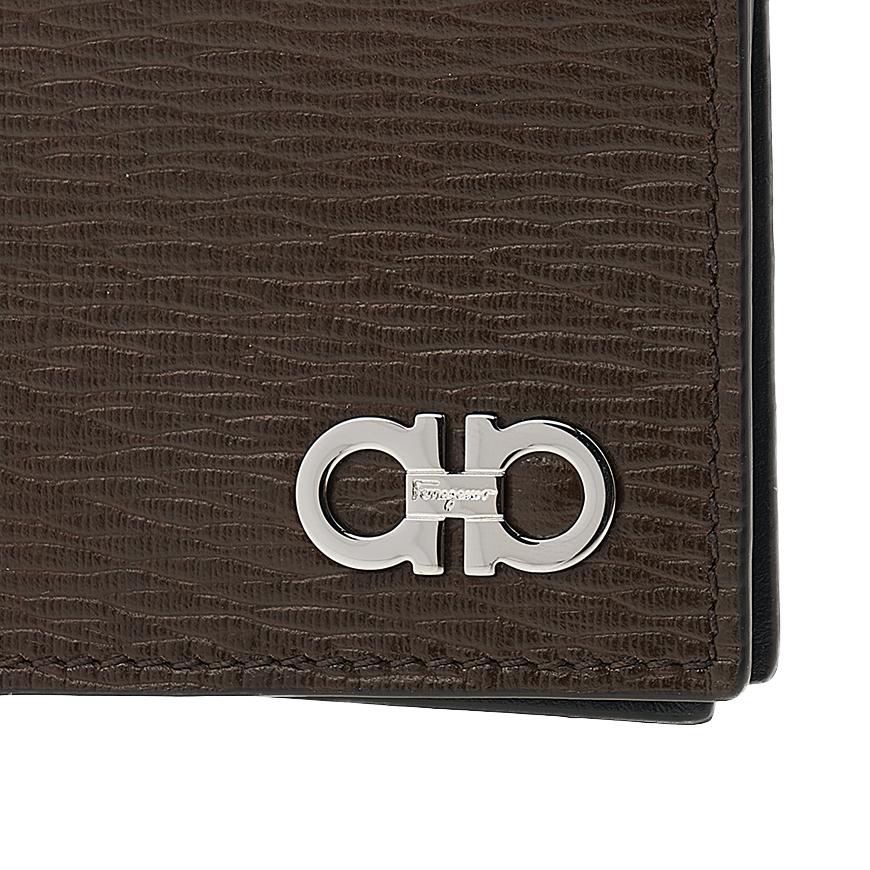 Ferragamo Men's Double Gancini Leather Card Holder 66 A061 BROWN 0753610 1