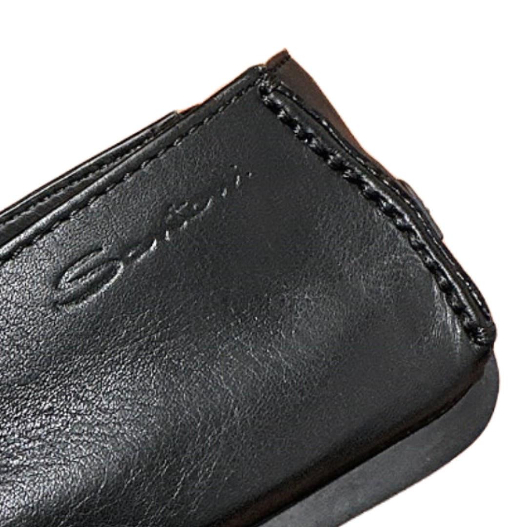SANTONI Black Leather Loafers for Men MGDR18476 SMASGFRN01
