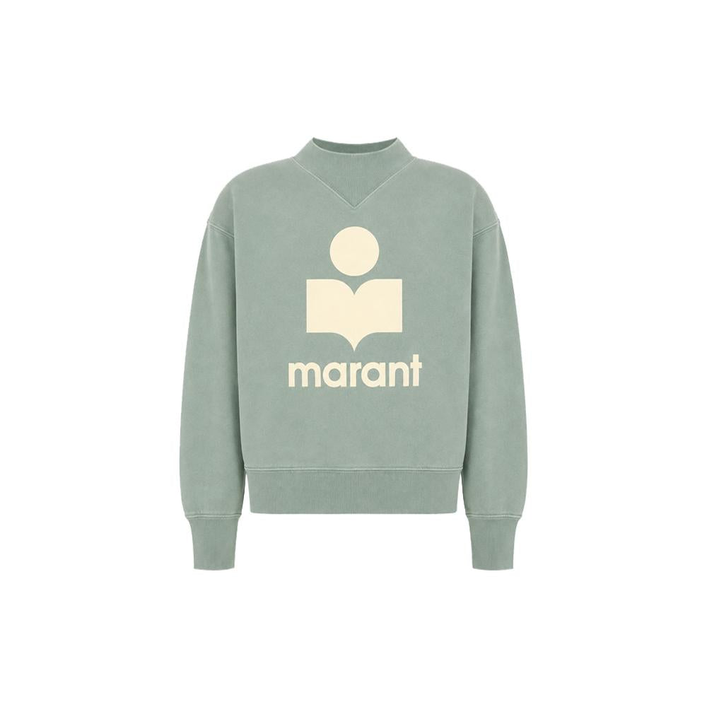Isabel Marant Sage Ecru Velvet Logo Sweatshirt
