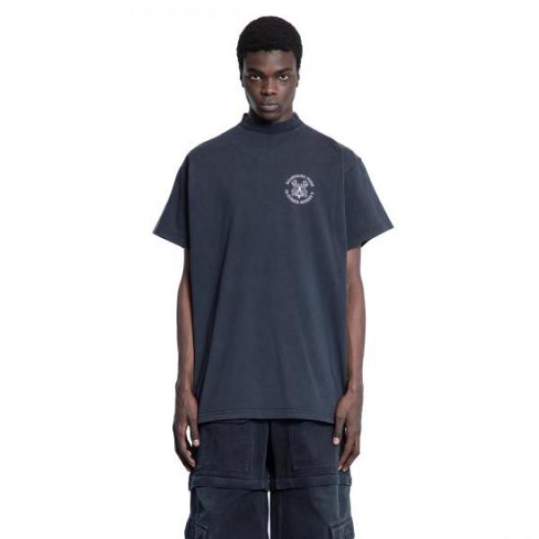 BALENCIAGA Logo Short Sleeve T-Shirt Gray Cotton Men