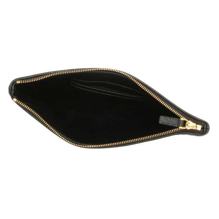 VALENTINO V Logo Signature Leather Clutch Bag Black