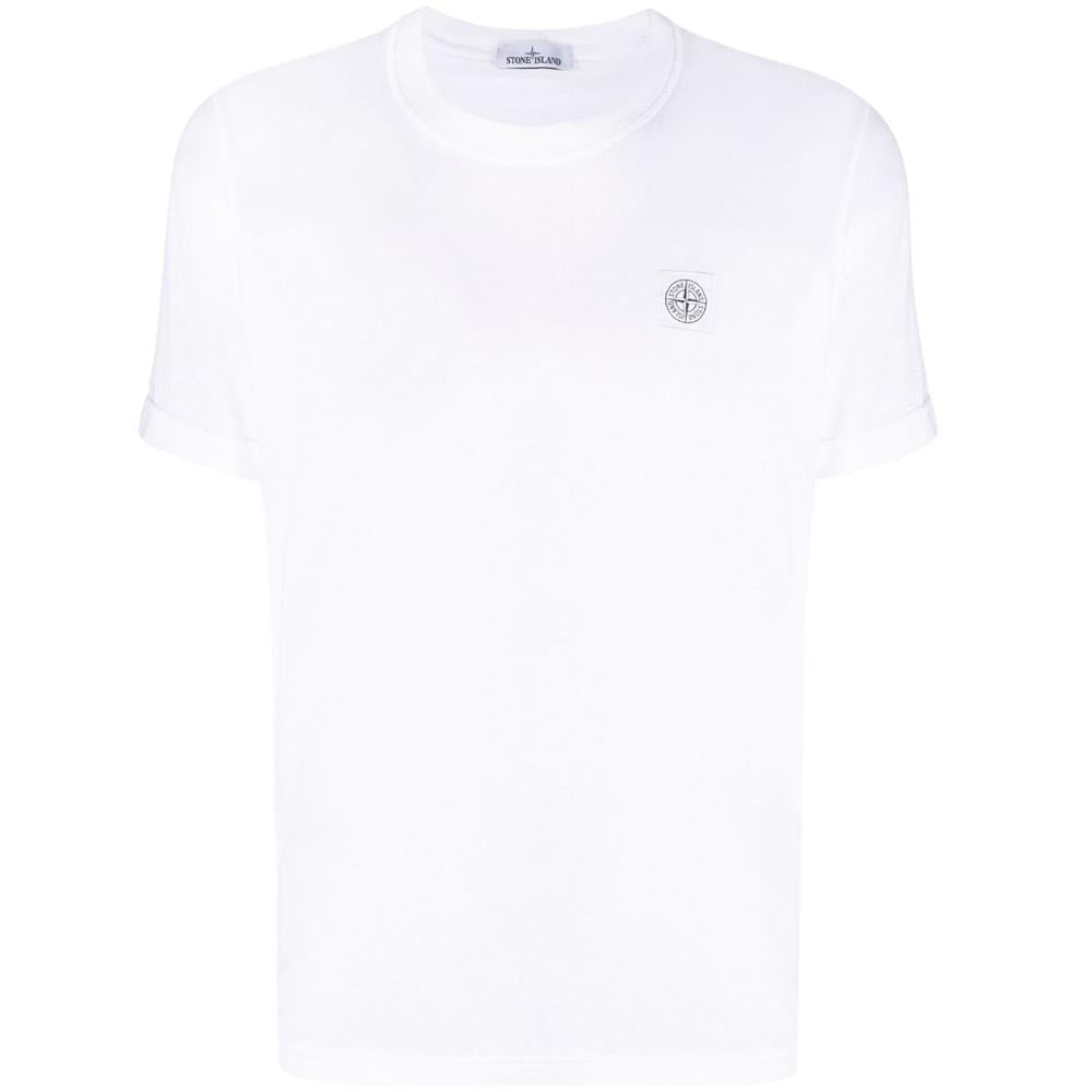 STONE ISLAND Chest Logo White Cotton T-Shirt
