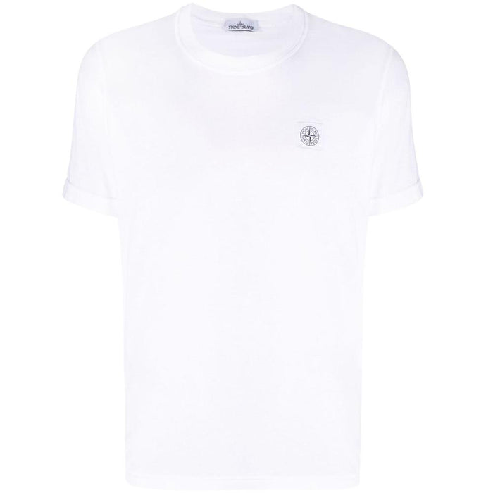 STONE ISLAND Chest Logo White Cotton T-Shirt