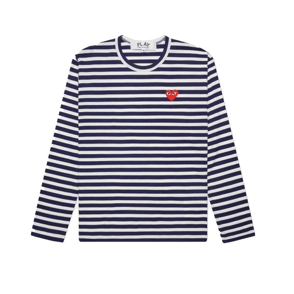 Comme des Garcons Stripe Long Sleeve T-Shirt Red Heart Unisex