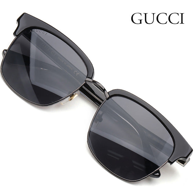 GUCCI Retro Half-Rim Sunglasses Black Acetate Unisex