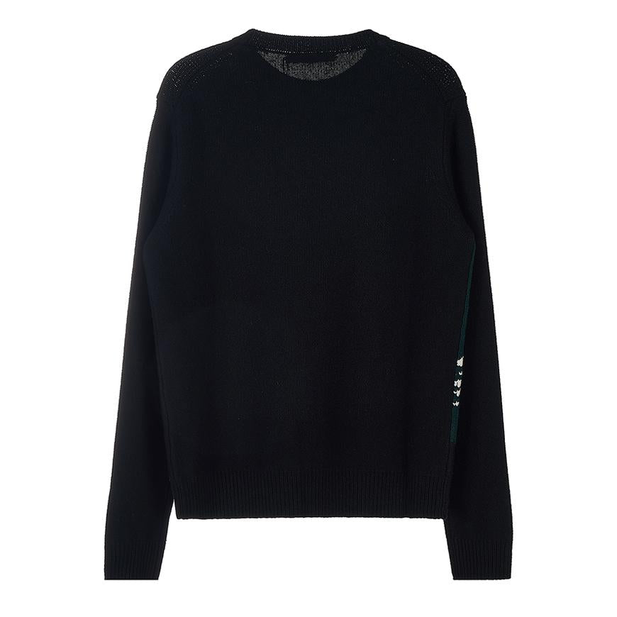 Maison Kitsune Fox Head Crewneck Knit Sweater for Men JM00527KT1006 BK