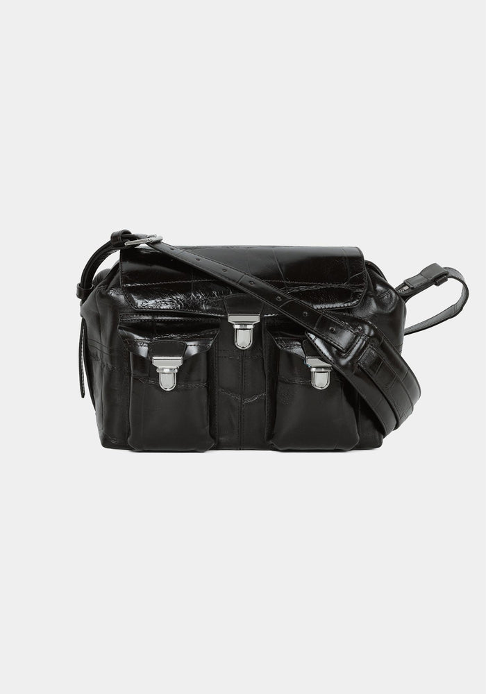 Lemaire Espresso Crocodile-Embossed Leather Medium Gear Should BG0096 LL0190 495