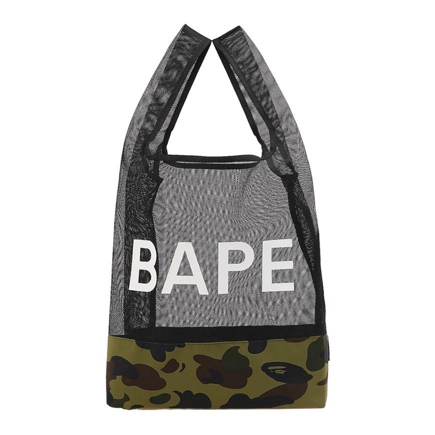 BAPE Unisex First Camo Mesh Tote Bag Green 001BAM 301009 MGRN