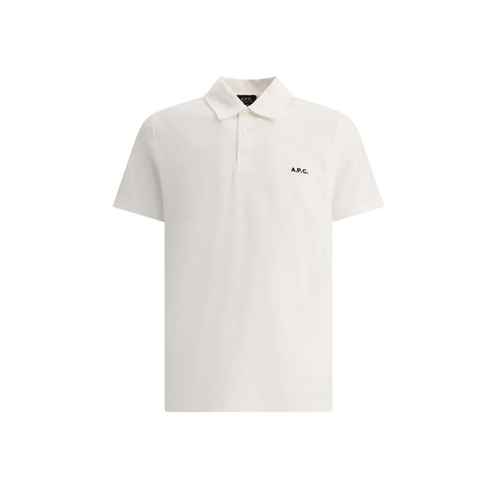 A.P.C. White Logo Embroidered Polo T-Shirt