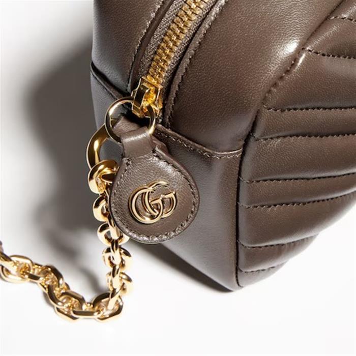 GUCCI GG Marmont Small Camera Bag Crossbody Brown Leather