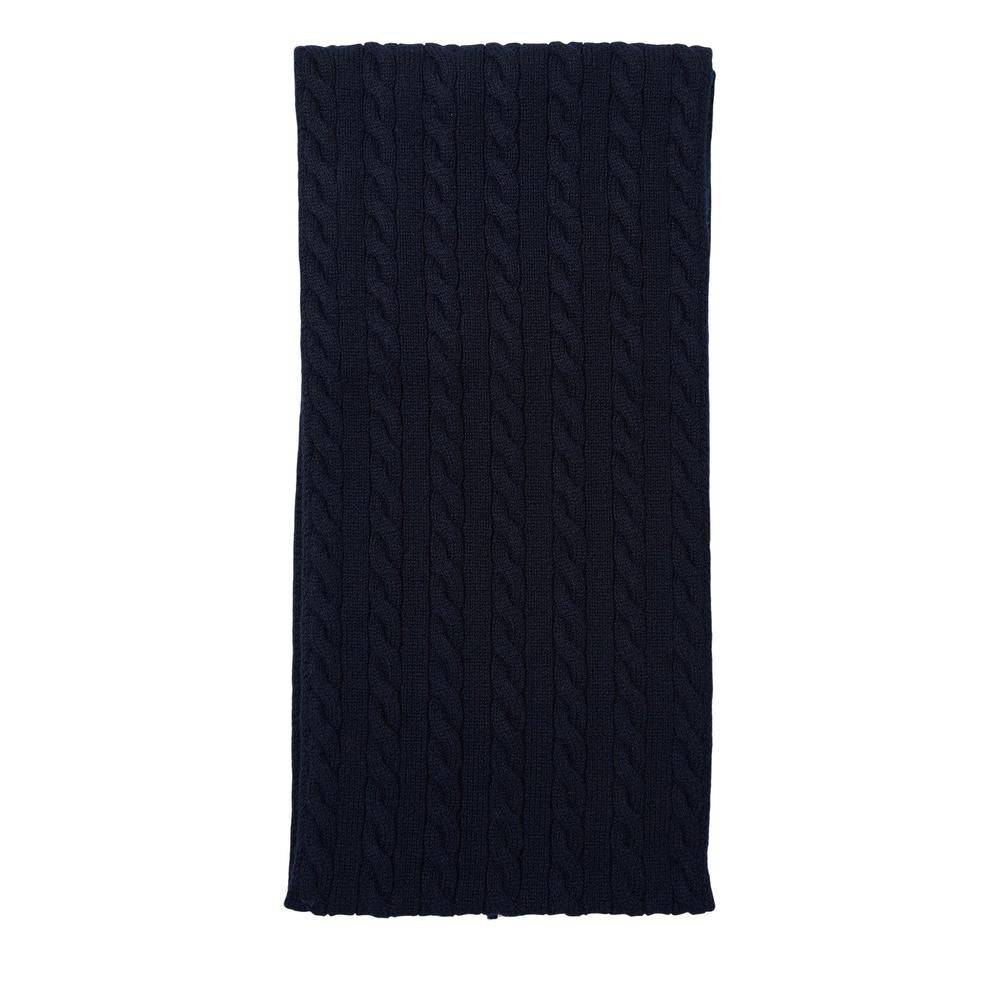 THOM BROWNE Cable Knit Wool Scarf Navy Unisex