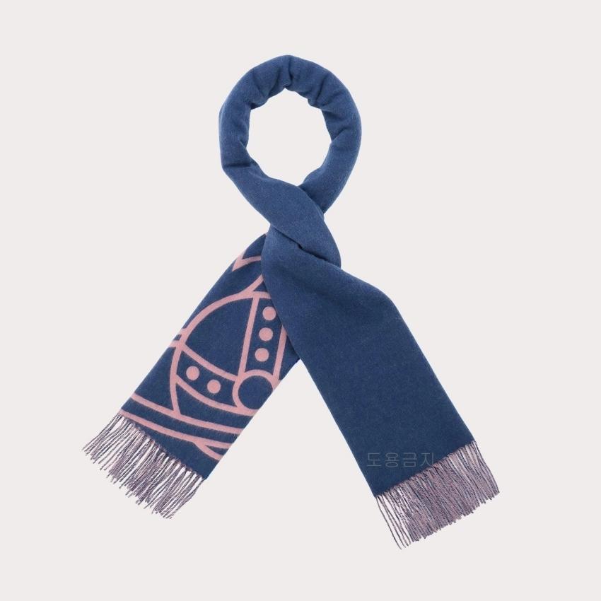 Vivienne Westwood Reversible Big ORB Logo Scarf Navy Unisex 4550272349056