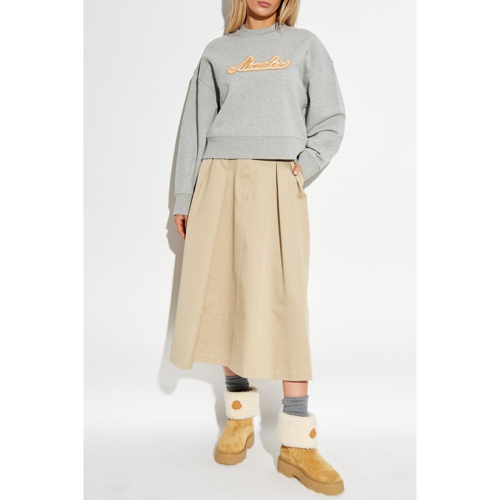 Moncler Logo Crewneck Sweatshirt for Women Gray Cotton